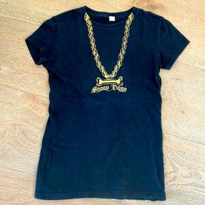 Snoop Dogg gold chain cap sleeve fitted t-shirt XS S M